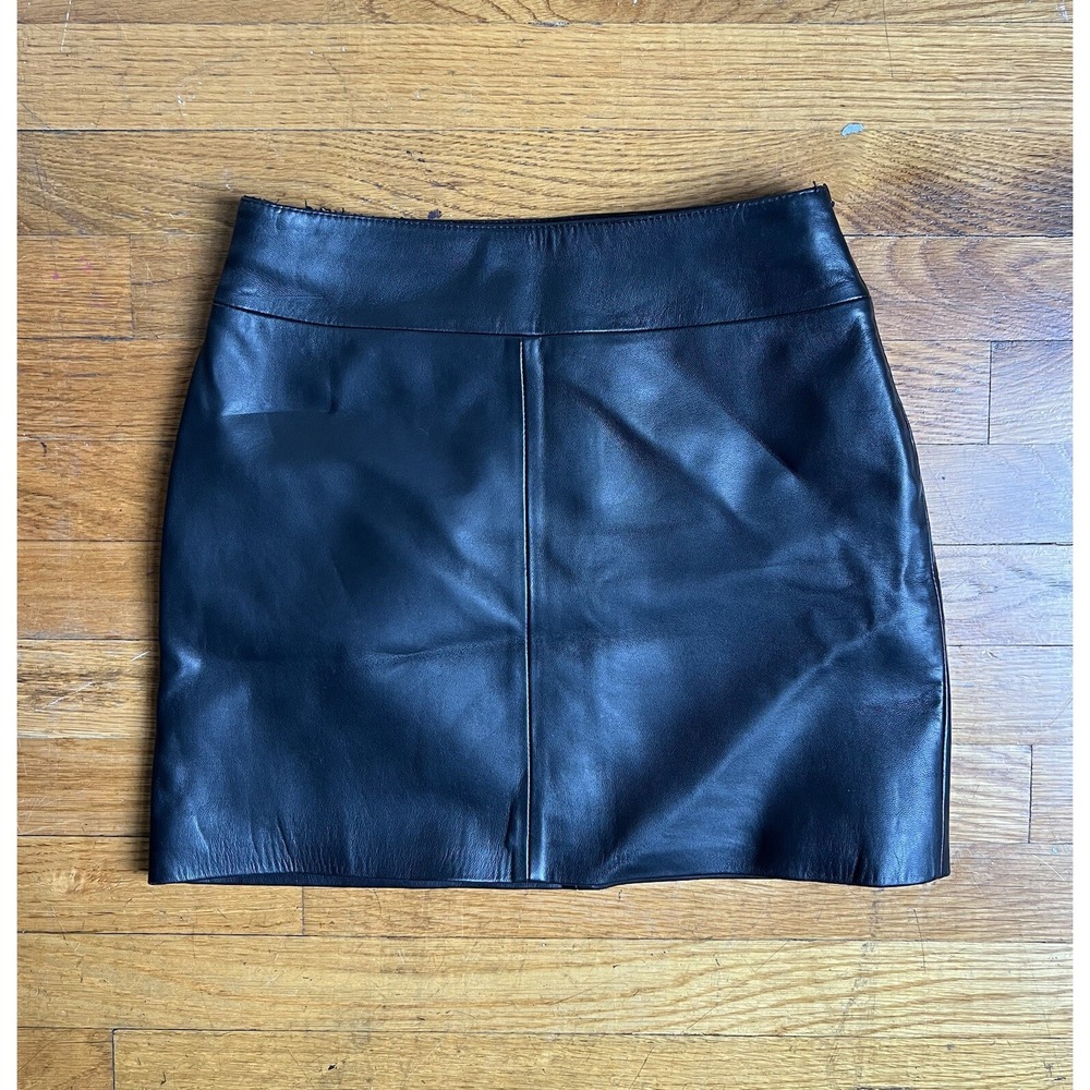 & Other Stories Genuine Leather Mini Skirt Black Size 0